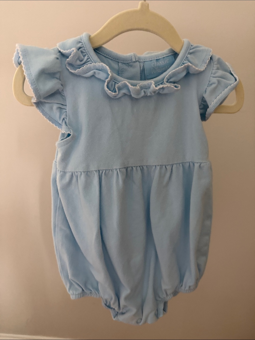 Classic Whimsy Baby Girls' Light Blue Ruffle One-Piece